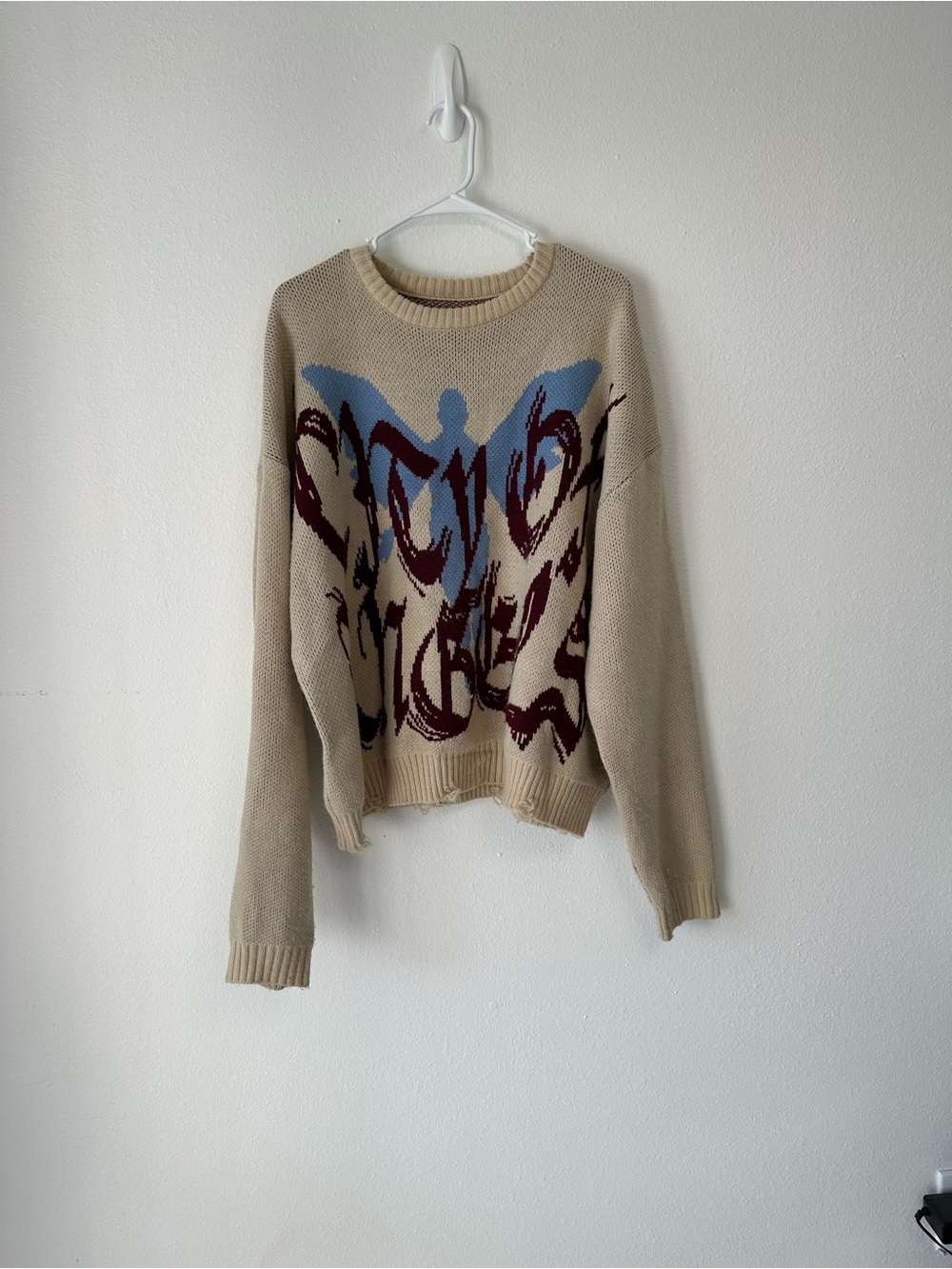 Pacsun City Of Angels Cropped Distressed Sweater Men's Medium